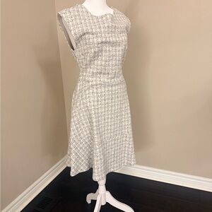 LOFT Black and White Patterned Midi Dress